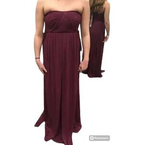 David's Bridal Versa Formal Garnet Red Wine Strapless Prom Bridesmaid's Dress -